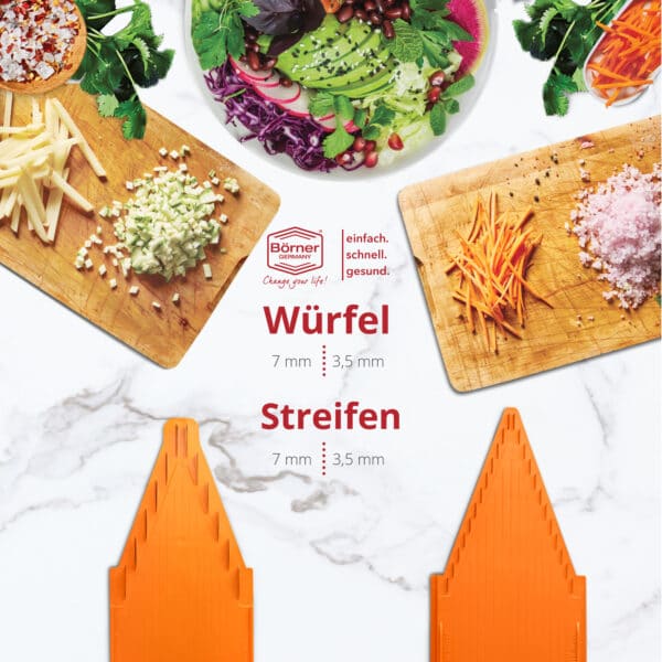 V1 Starter Set orange Küchenhobel Messereinschübe