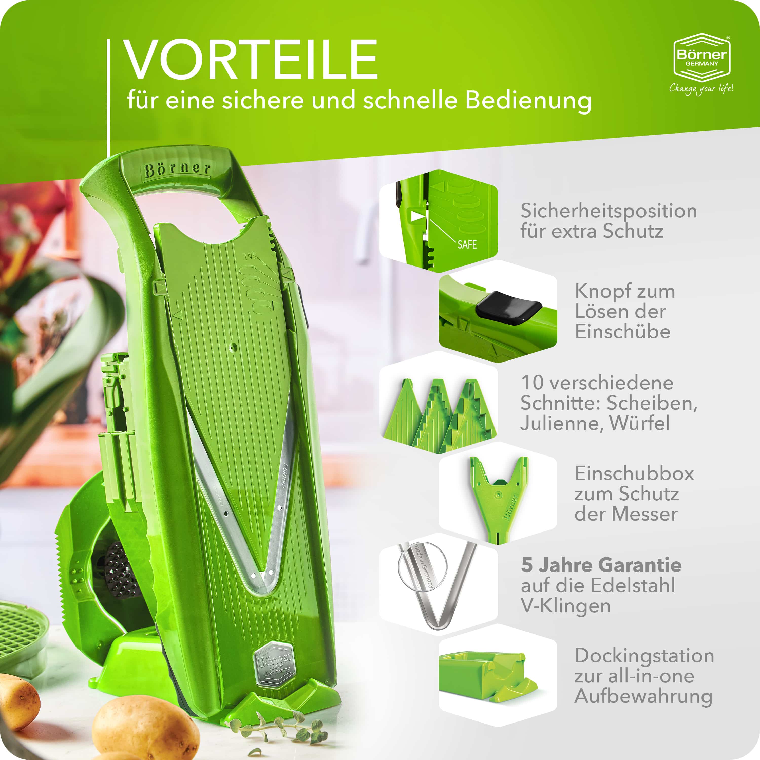 Vorteile des Börner V5 Profi Sets in grün