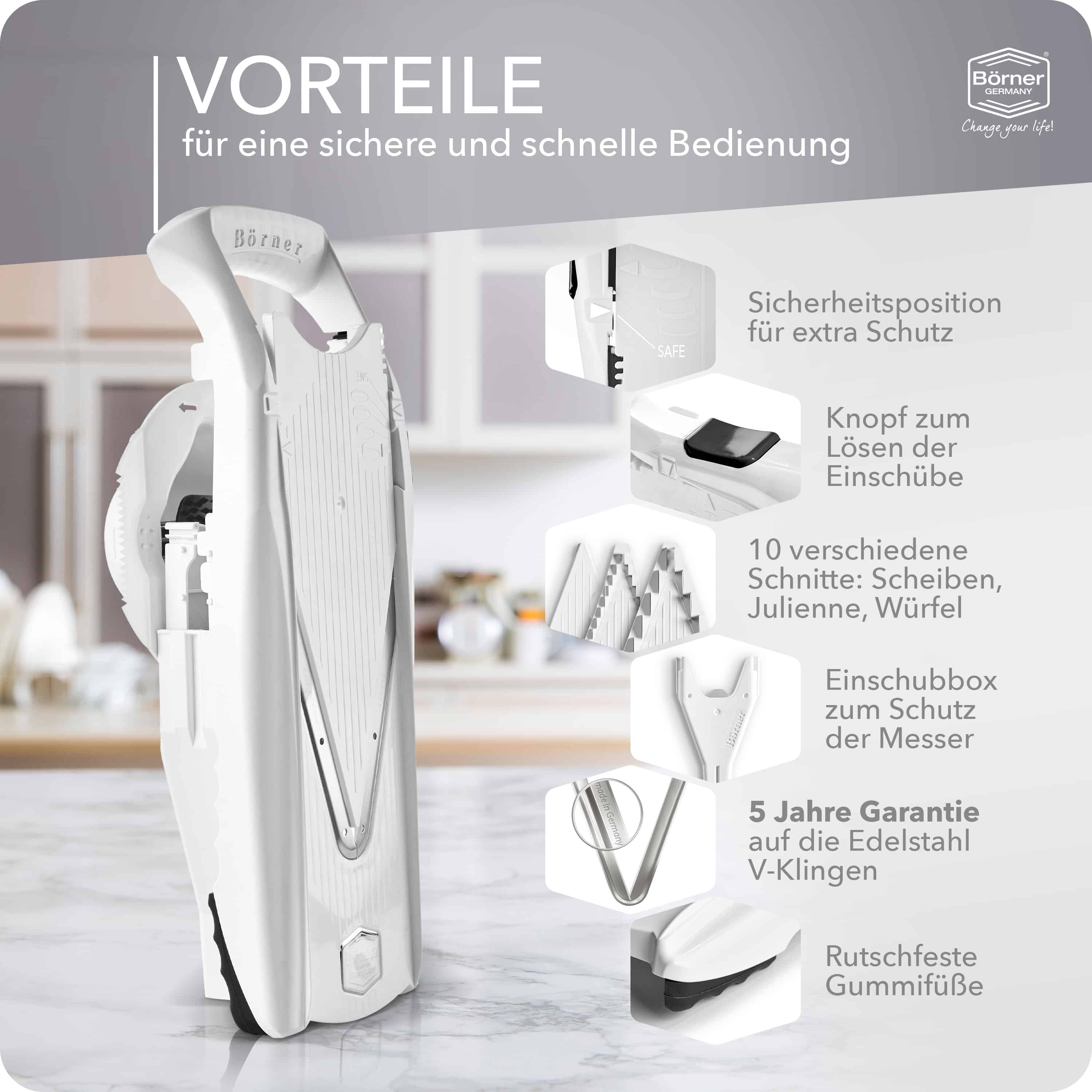 Vorteile des Börner V5 Starter Sets in weiß