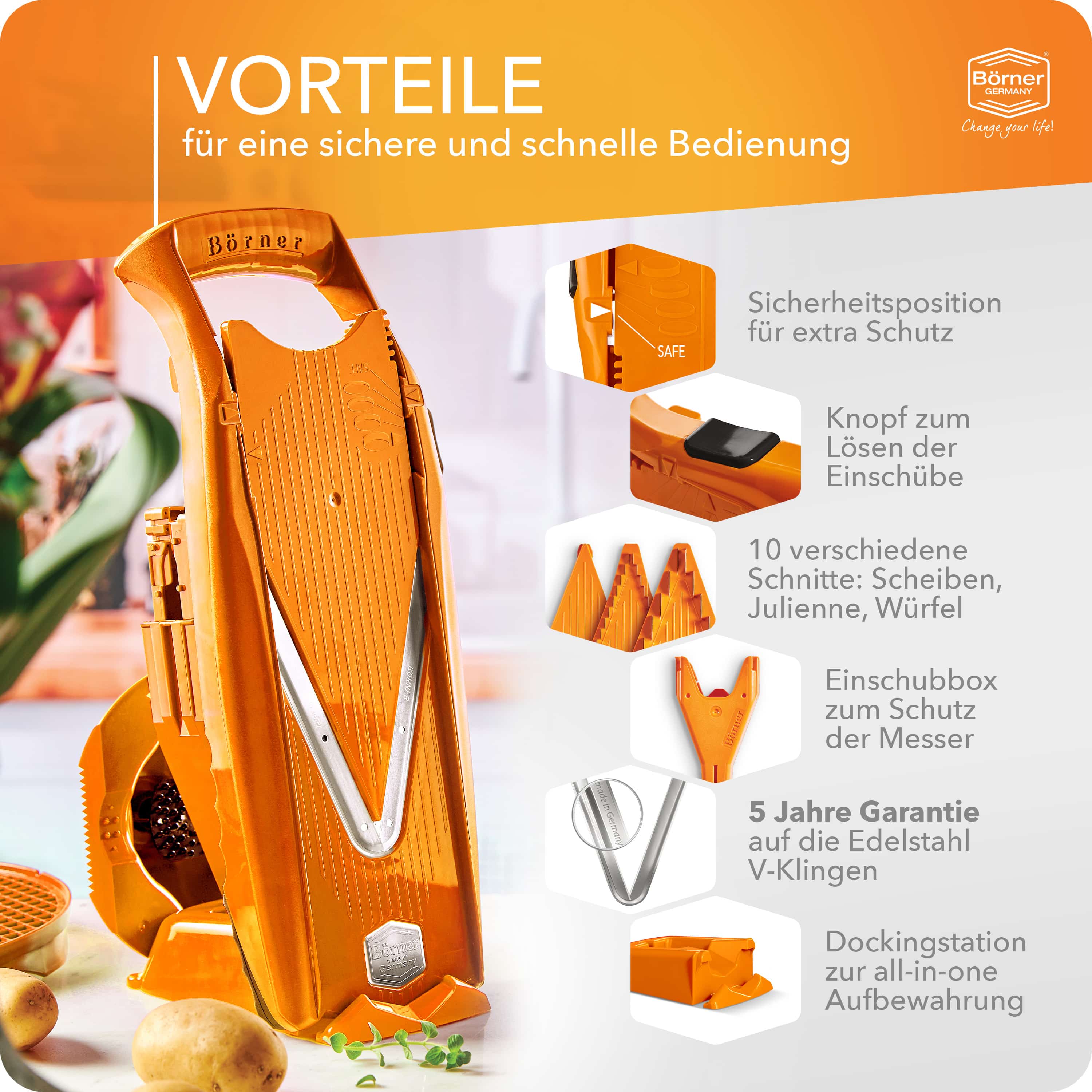 Vorteile des Börner V5 Profi Sets in orange