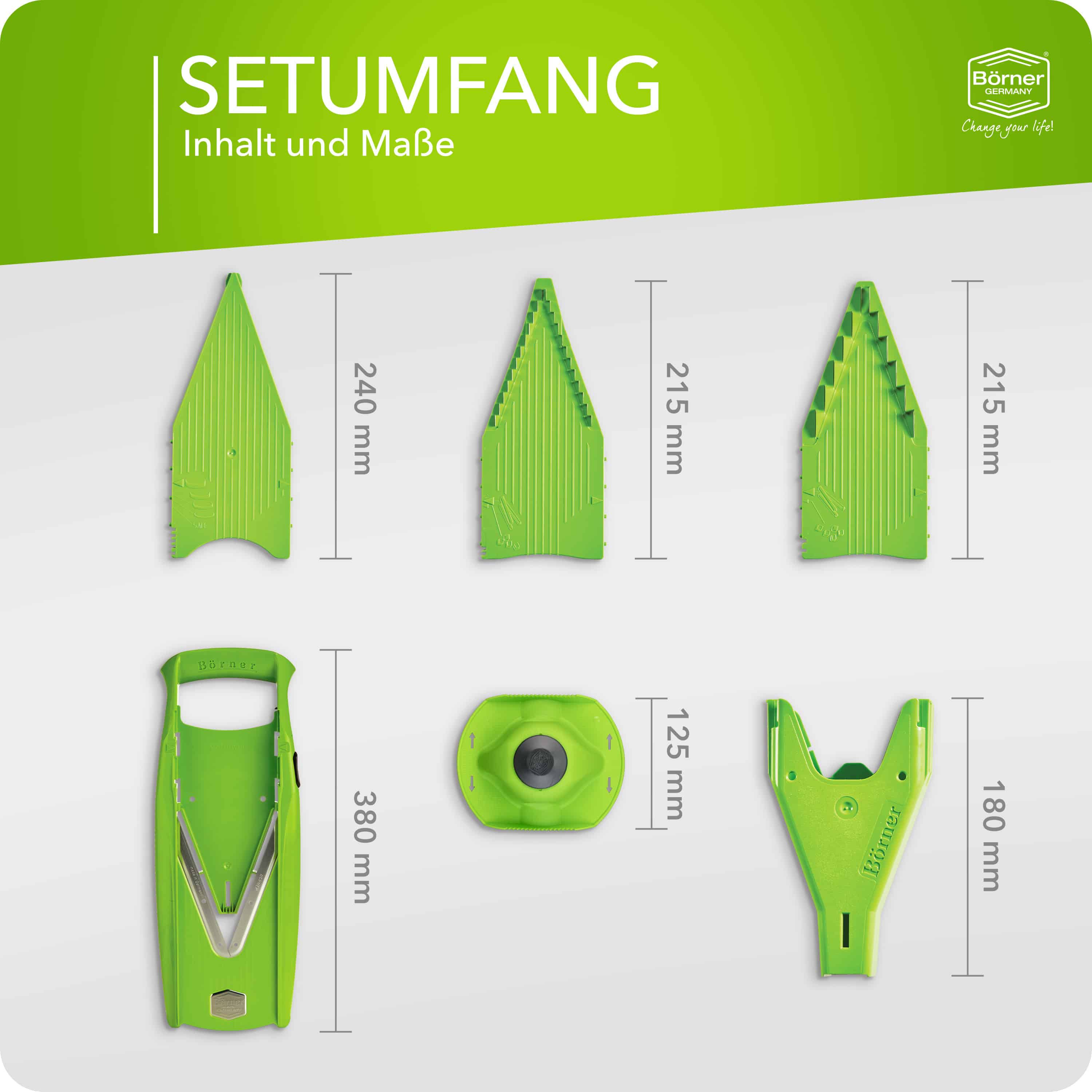 Setumfang des Börner V5 Starter Sets in grün