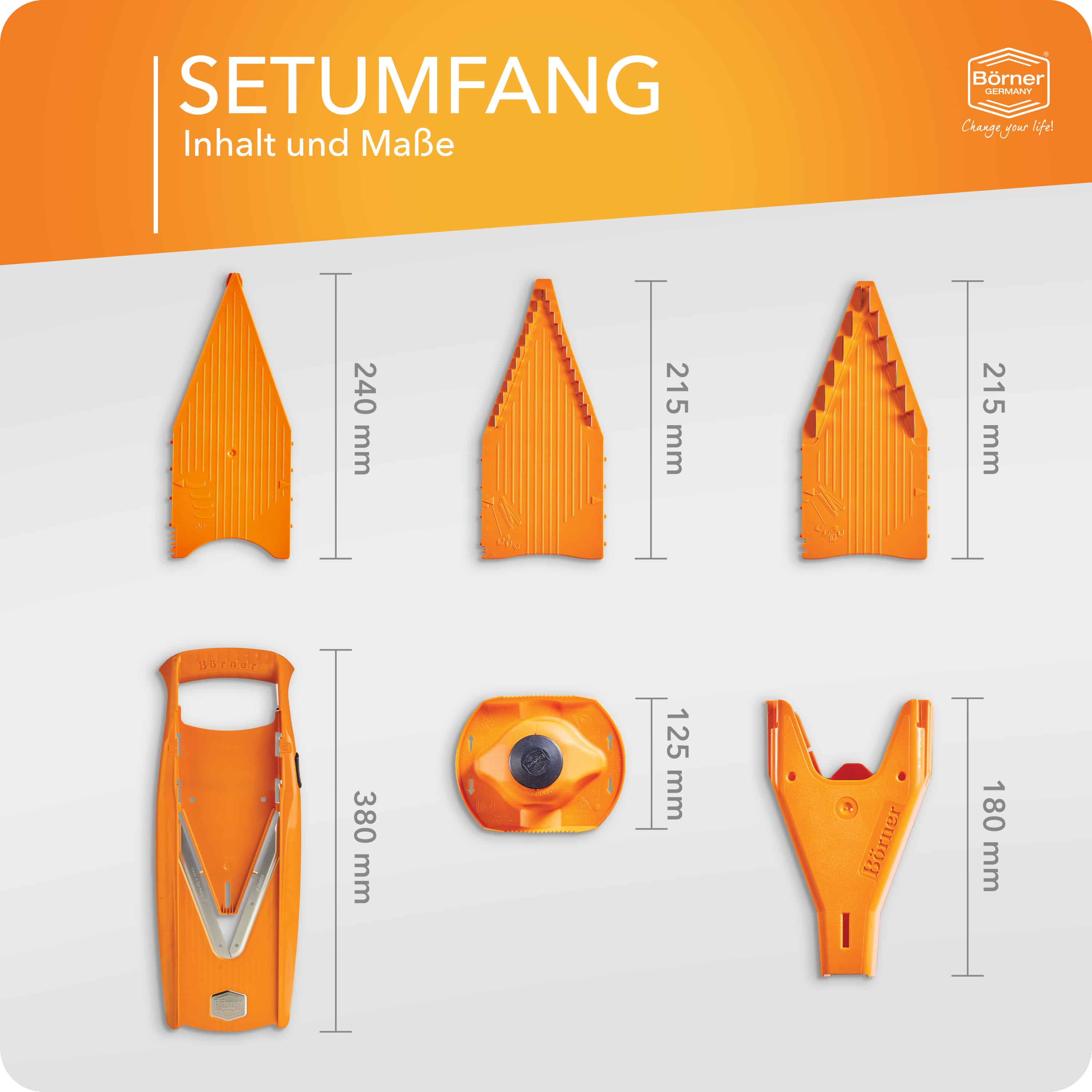 Setumfang des Börner V5 Starter Sets in orange