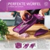 Anleitung zum Würfel schneiden mit dem Börner V5 Gemüsehobel in violett